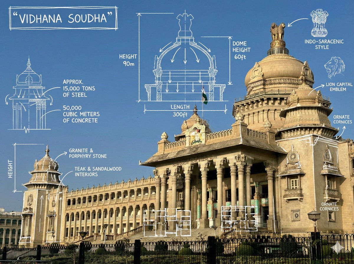 Tried the <a href="/NanoBanana/">Nano Banana Pro</a>  for our own legendary Vidhana Soudha.