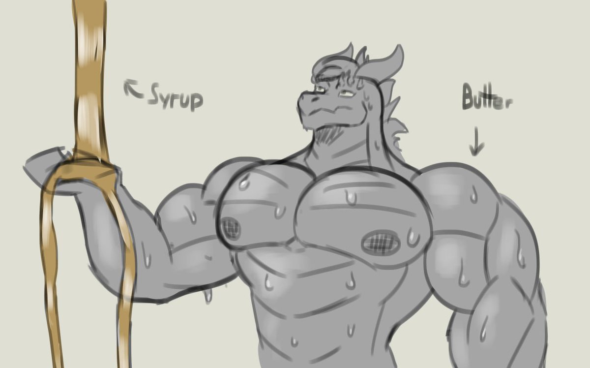 Silly doodle for <a href="/StruggleWaffles/">@struggleforwaffles.bsky.social |🐉 Dragon Vtuber</a> 

Keep your waffle dragons buttered and covered in syrup!