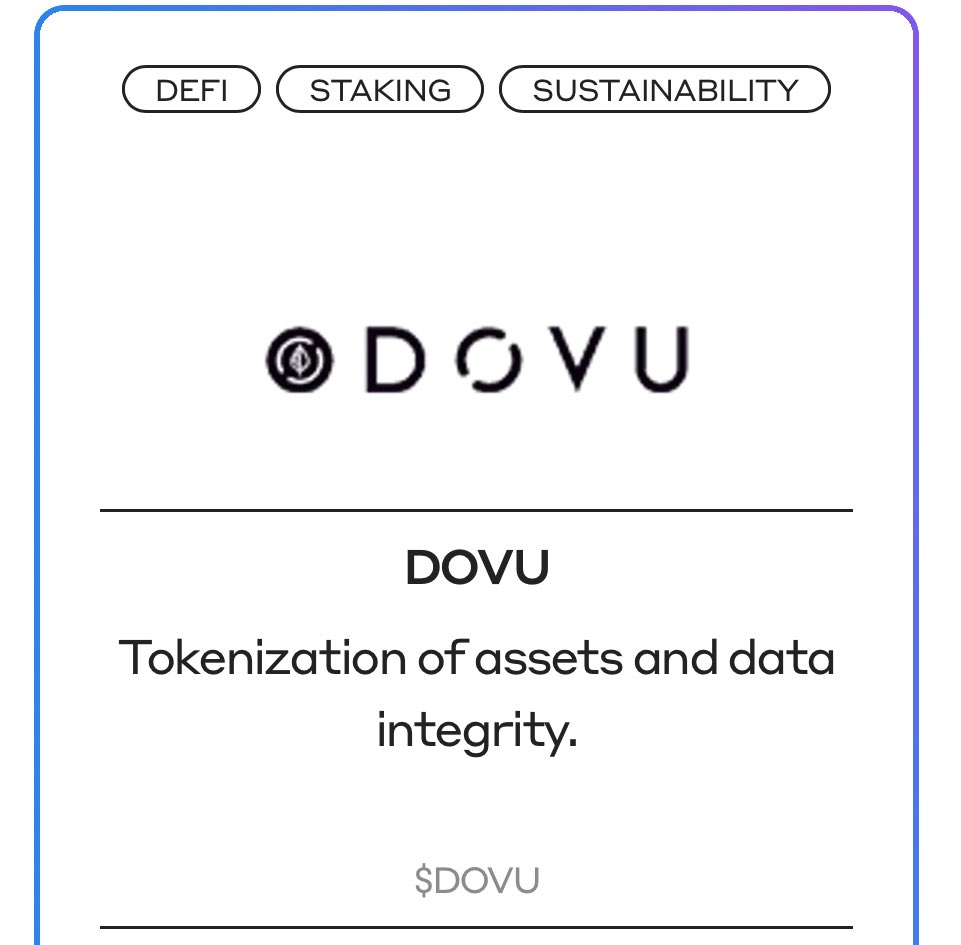 hartz_dog's tweet image. $DOVU is MAJOR