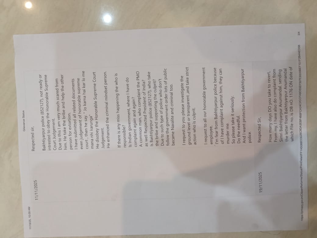 abhishe85378502's tweet photo. @PMOIndia @narendramodi @HMOIndia @NitishKumar @BiharpoliceHq @aajtak @rashtrapatibhvn @CNNnews18
 @TOIIndiaNews  Respected our Ministry,
How many times, I have to complaint for your revert?
In PMO I have do 5 reminder, still waiting for revert.
Abhishek 
8700066364 https://t.co/eN1SQ3Q59r
