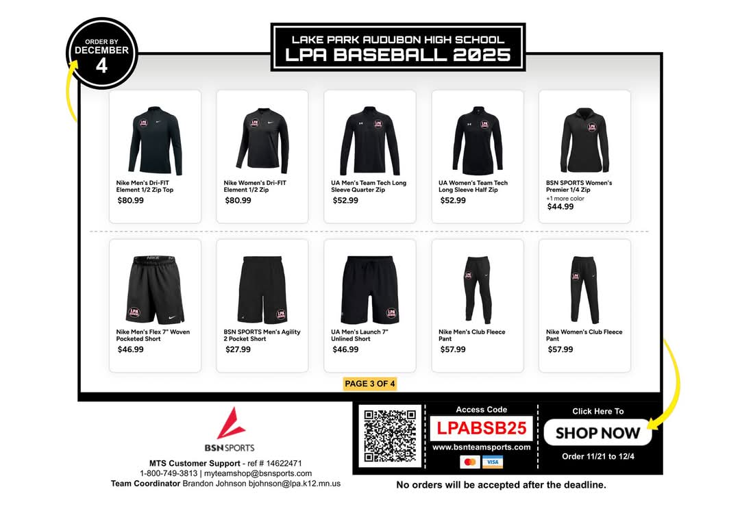 LPABaseball's tweet image. The LPA Baseball Merchandise Store 2025 is now open!
        
OUR SHOP DETAILS - Shop Now: bsnteamsports.com/shop/LPABSB25
 
Store Open From: November 21 -  December 4, 2025