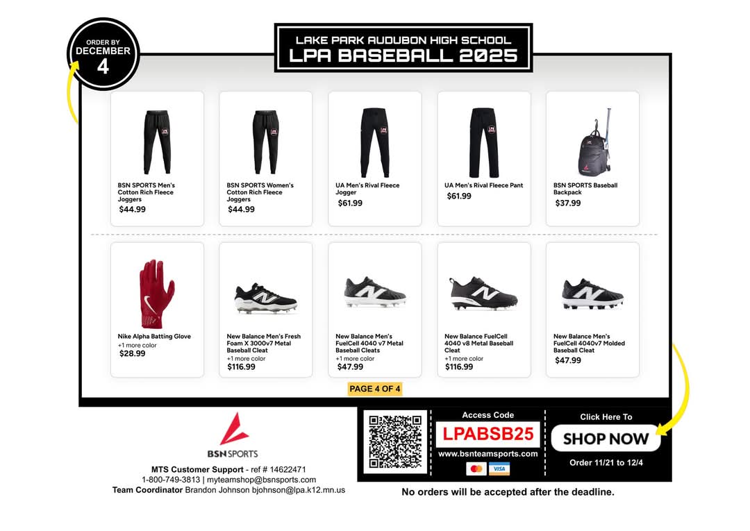 LPABaseball's tweet image. The LPA Baseball Merchandise Store 2025 is now open!
        
OUR SHOP DETAILS - Shop Now: bsnteamsports.com/shop/LPABSB25
 
Store Open From: November 21 -  December 4, 2025