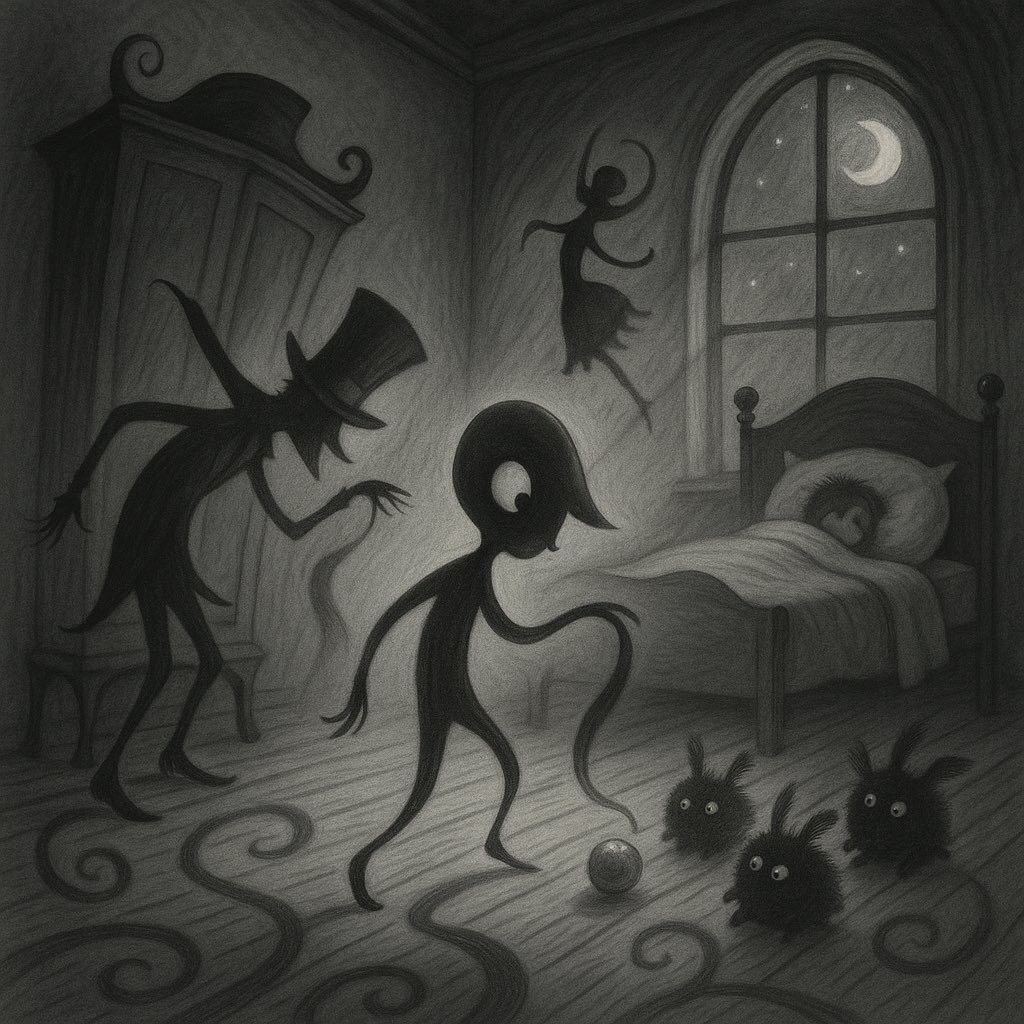 OK... I was challenged to write a children's bedtime story by <a href="/ToddAshe9301/">Captain White Guy🇺🇸 (Todd)</a>... So this is entirely not my genre... But here we go...

"The Little Shadow Who Wanted to Stay Up Late"

Once, in a quiet room where the moonlight spilled across the floor like spilled milk, there lived