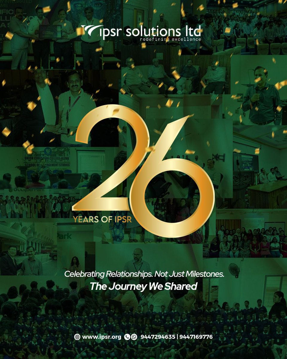 ipsrAcademiX's tweet photo. 26 years completed. The 27th year begins—a milestone made possible by the people who walked this path with us. 
Every learner. Every mentor. Every partner. Together, we’ve built not just a company, but a community of growth and innovation. 
A big 'Thank You'! https://t.co/qe12m0igYy