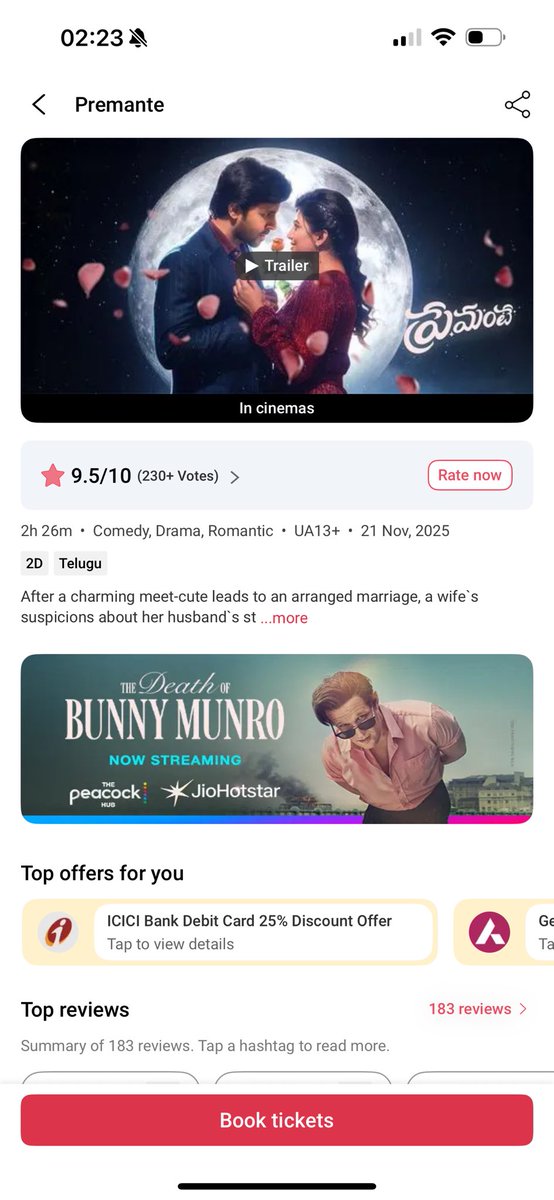 idlebrainjeevi's tweet image. BMS sales for this Friday’s new releases:

•#RajuWedsRambai: 41.45K tickets
•#12ARailwayColony: 5.42K tickets
•#Premante: No tracking

Despite being the smallest-budget film among the lot, Raju Weds Rambai is performing well thanks to audiences showing interest in this rustic…