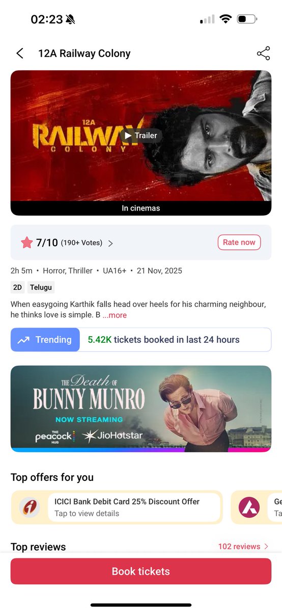 idlebrainjeevi's tweet image. BMS sales for this Friday’s new releases:

•#RajuWedsRambai: 41.45K tickets
•#12ARailwayColony: 5.42K tickets
•#Premante: No tracking

Despite being the smallest-budget film among the lot, Raju Weds Rambai is performing well thanks to audiences showing interest in this rustic…