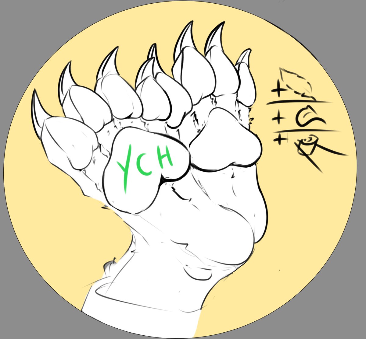 A simple YCH between all, how does it work: i accept every paws, not only canine ones,  and you can choose one plus on the side to put on the paws,  the cost is 10 euros!  via paypal so please be carefull on what you write! if you're interested you can write me up here