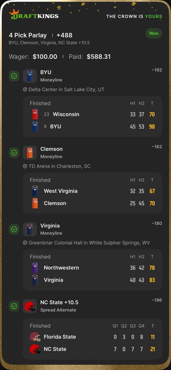 ProfitPickz's tweet image. 🔥 VIPs starting the weekend off STRONG 🔥

Cash ticket to kick things off… and we’re just getting warmed up.

Momentum is everything heading into Saturday&amp;amp;Sunday 🧨

Weekend Pass is only $5 — all plays included.

Let’s run it up.🔥🔥

👉 winible.com/checkout/15205……