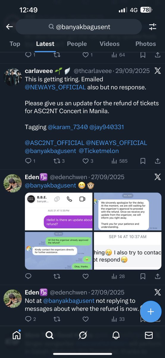 WENDY311311's tweet photo. Before you decide purchase ticket from @banyakbagusent 

A gentle reminder for you to be careful.
Out of their 10 concerts, 9 were cancelled and no refunds were given.
You can search their ID and you’ll see many fans still haven’t received their refunds.

#BounPremFMinSingapore https://t.co/0mKEAniz51