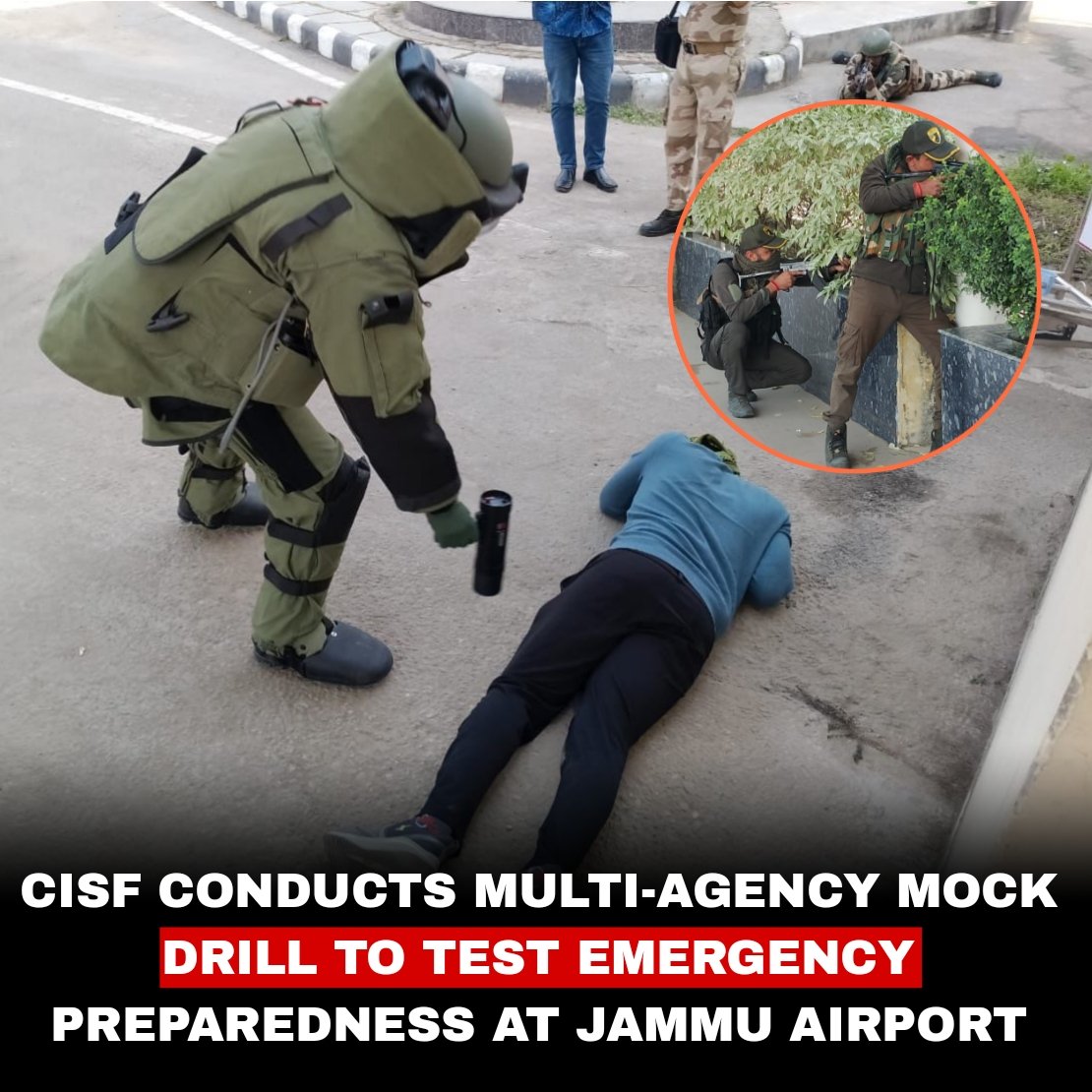 Kashmirechoes1's tweet image. CISF Conducts Multi-Agency Mock Drill to Test Emergency Preparedness at Jammu Airport.