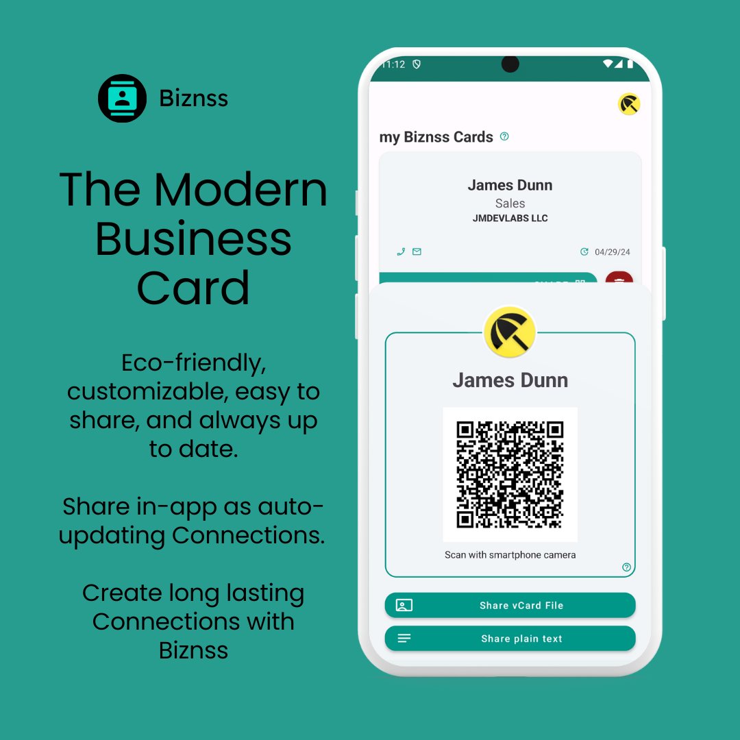 jmdevlabs's tweet image. Networking meets innovation. Biznss is your digital business card powerhouse. biznss.app #Business #Entrepreneur #Professional #Networking #Brand #Marketing #Technology #Contacts