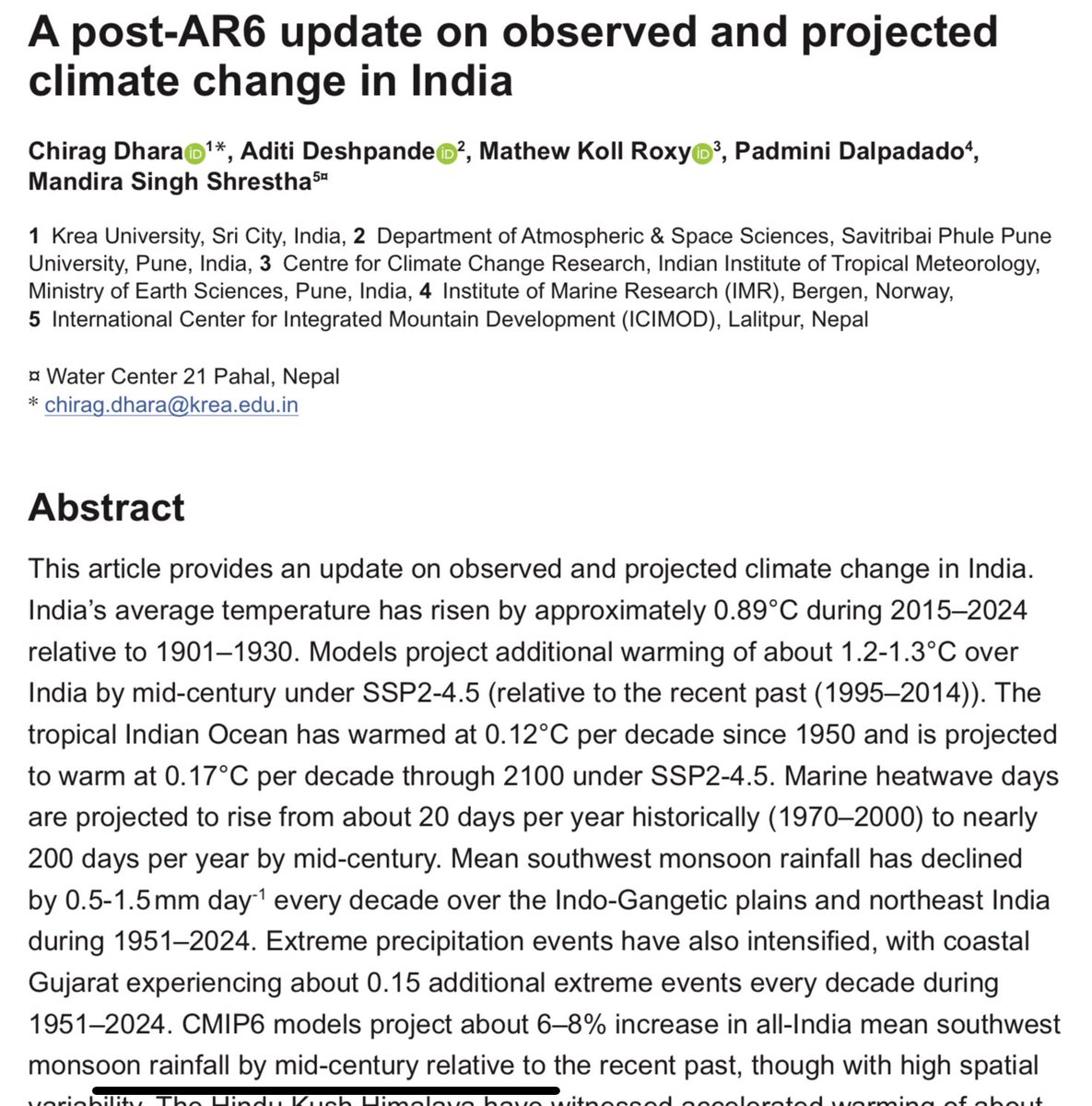 rmurtugudde's tweet photo. Is it possible to now pull together a team and downscale the changes to ~Km scale? Should be doable. Regional institutes can do it for the state. Could drive monitoring networks, early warnings,  &amp; downscaling of Decadal Predictions. IITM does such predictions &amp; can lead. Fun!? https://t.co/CqjII3nZaX