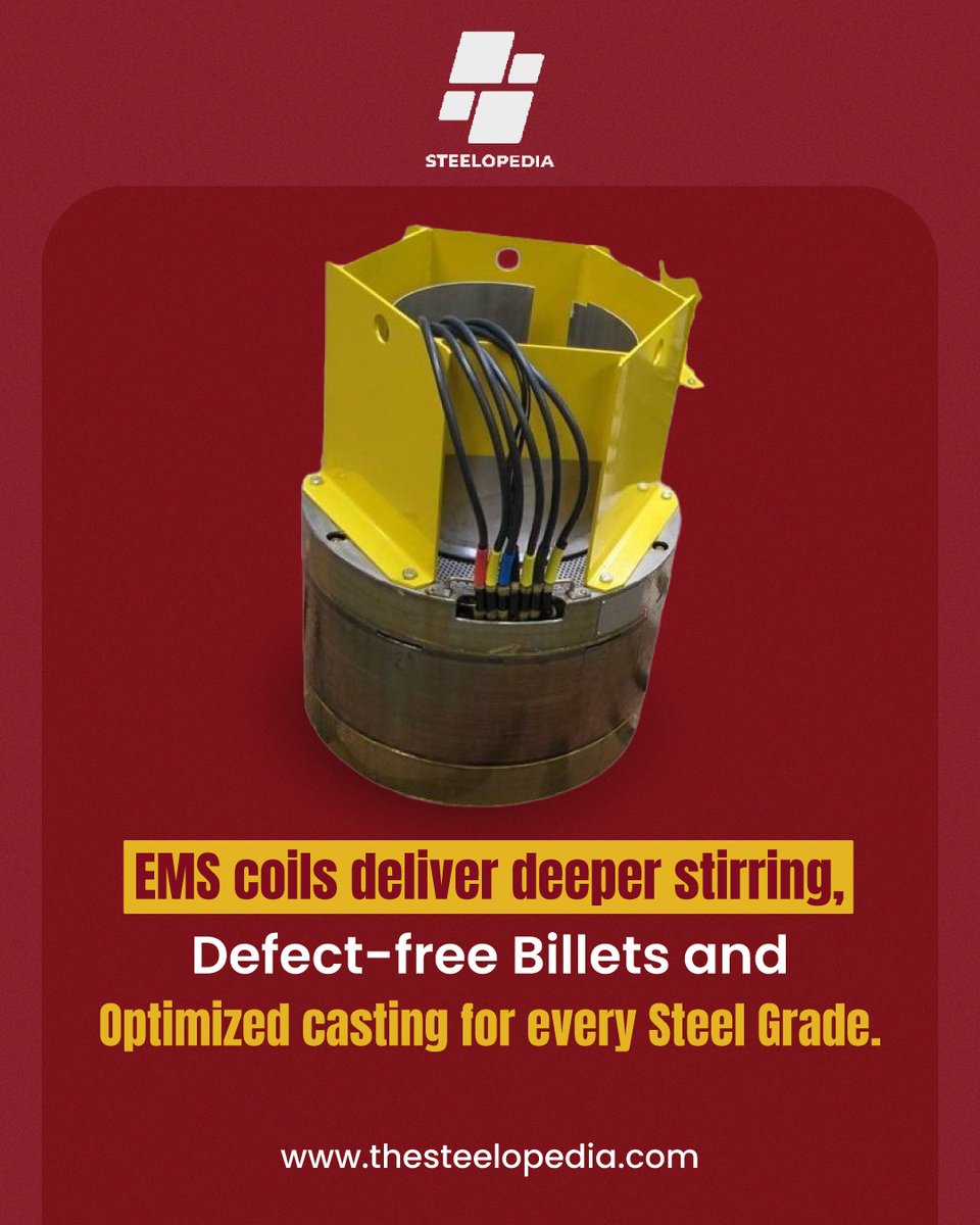 steelopedia's tweet photo. Unlock deeper stirring, cleaner billets, and optimized casting for every steel grade with Steelopedia’s advanced EMS coil technology. 

📞 +91 9773101844
🌐 https://t.co/r1s0cYoHvN

#Steelopedia #EMS #ElectromagneticStirring #ContinuousCasting #SteelBillets #BilletManufacturing https://t.co/jLPF7ZtAvg
