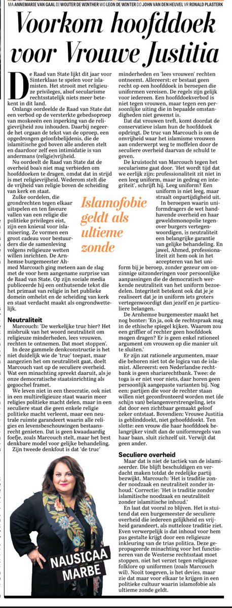 Alles wat <a href="/nausicaamarbe/">Nausicaa Marbe 🇺🇦</a> zegt 🎯

Nooit toegeven, is het devies, maar zie dat voor elkaar te krijgen in een politieke cultuur waarin islamofobie als ultieme zonde geldt.