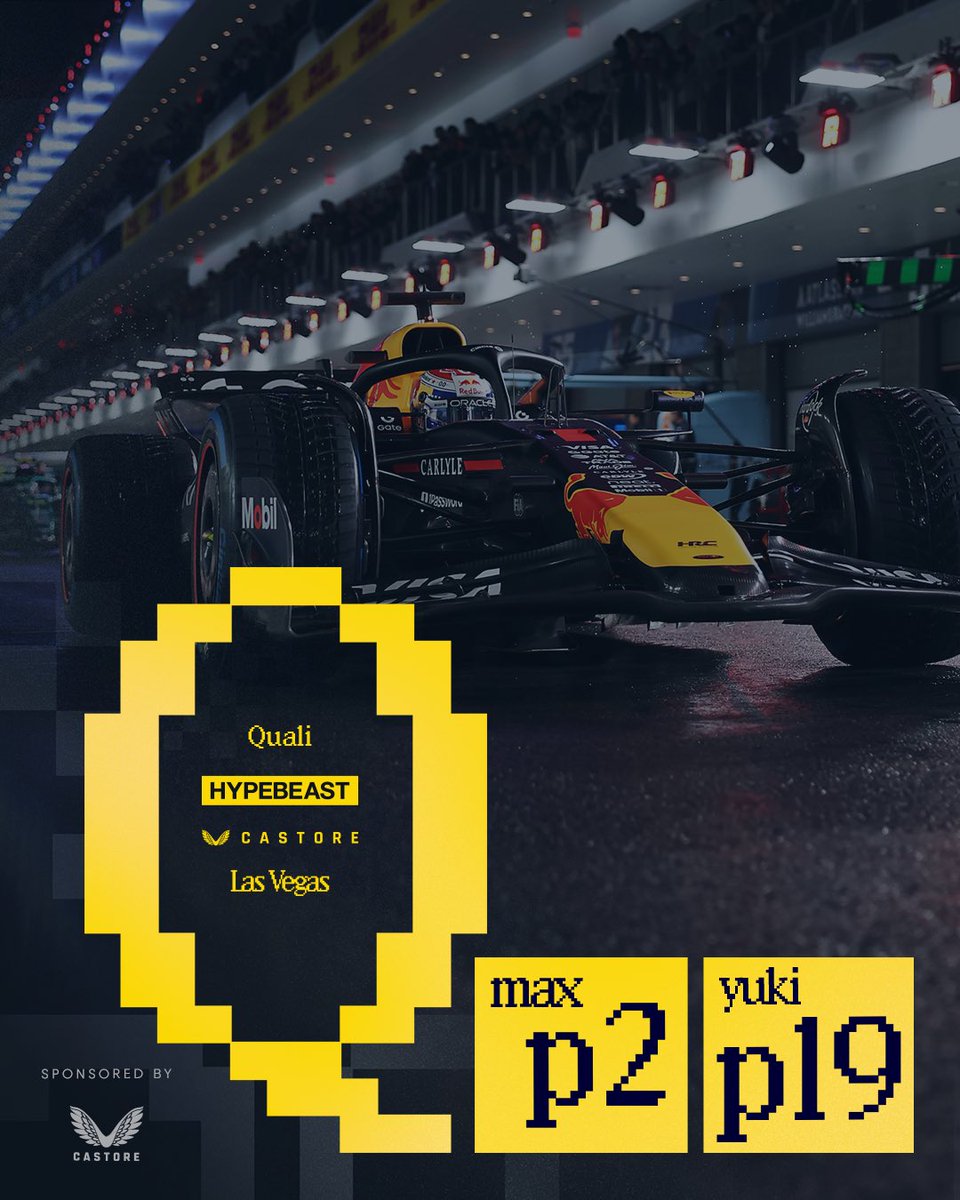 redbullracing's tweet image. Front row start for Max tomorrow! 🙌

Yuki had a tough Quali, but the fight isn’t over 👊

Results 🏁: NOR, Max 🫶, SAI, RUS, PIA, LAW, ALO, HAD, LEC, GAS

#F1 || #LasVegasGP 🇺🇸