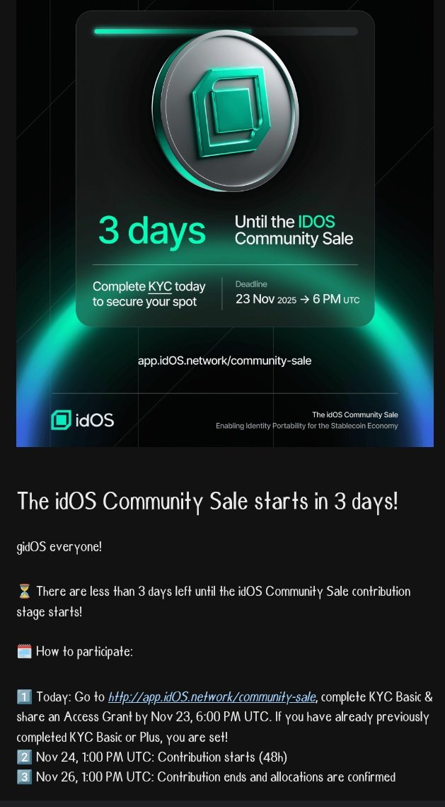 Amenouboy's tweet image. Three Days Till @idOS_network Opens the Gate

Everyone says they want a fair launch. idOS is actually running one.
Three days from now the community steps in and the window is tight.

Here is how I look at it.
Access is the new currency.
If you sort out your KYC Basic early you…