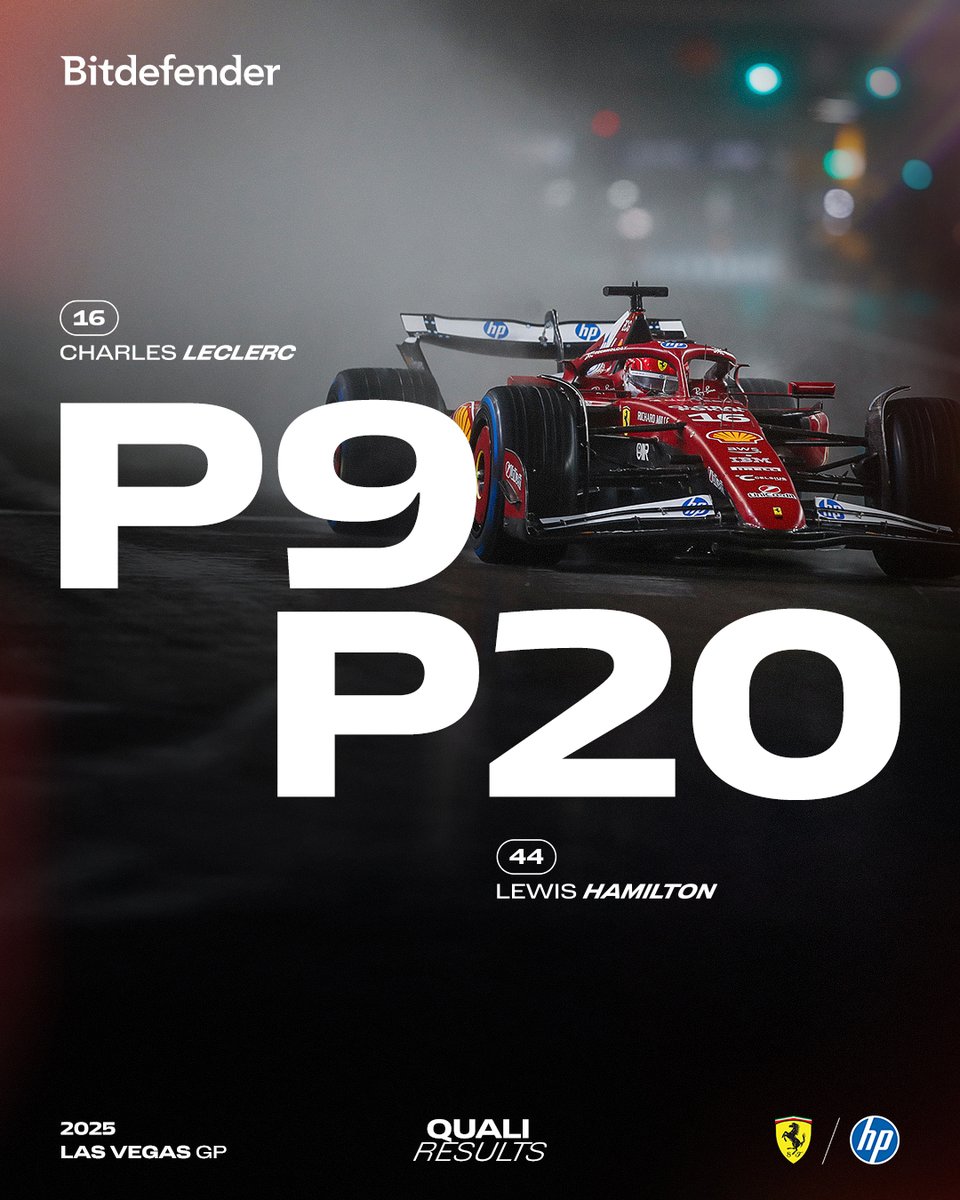 ScuderiaFerrari's tweet image. A very tricky qualifying under the Vegas lights 🇺🇸