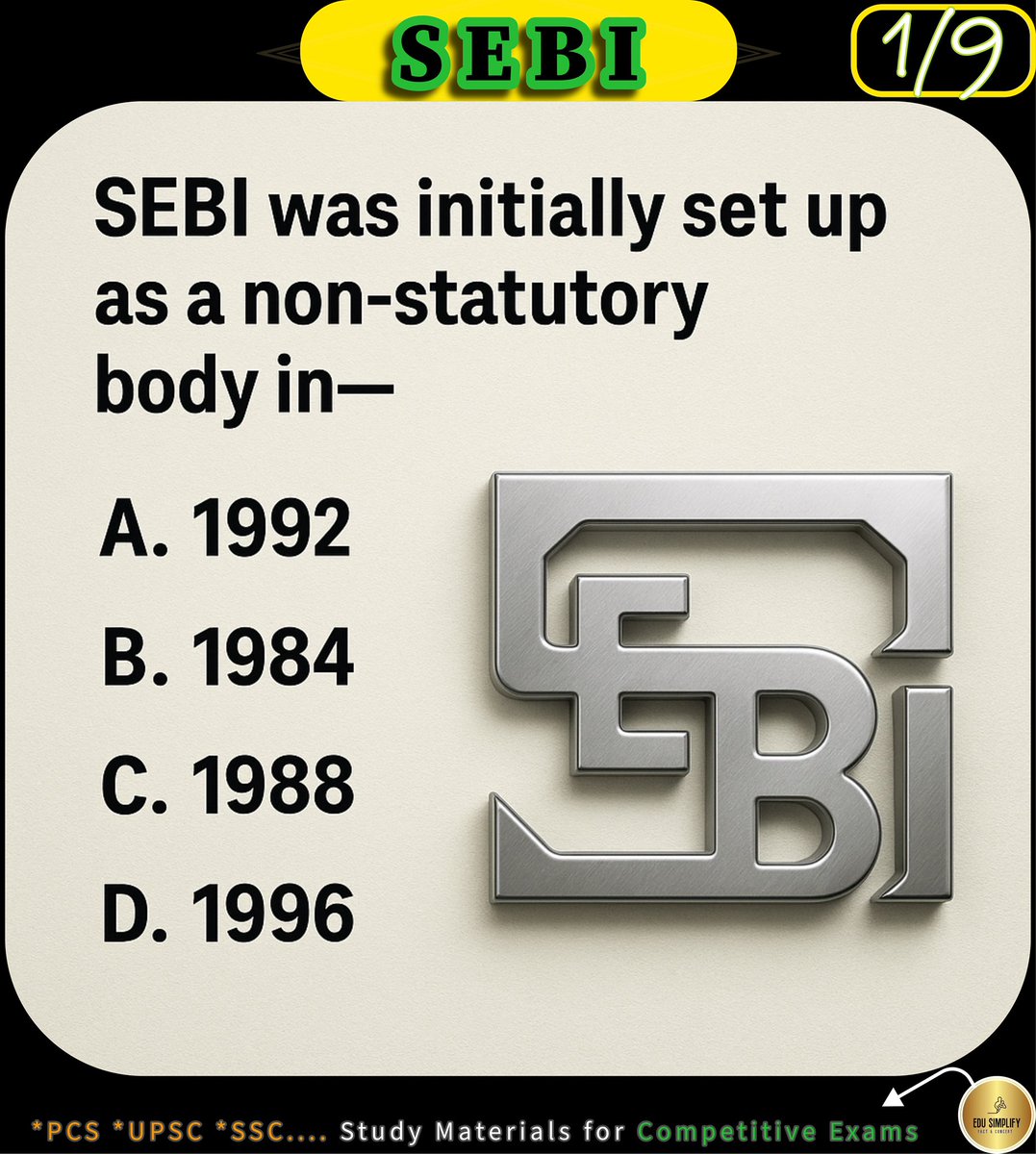 edusimplify's tweet image. Topic: SEBI
(Aspirants, show some support 👍)
#UPSC #UPSC2026 #CompetitiveExams #SSC #WBCS #RBI #CurrentAffairs #EduSimplify #SEBI