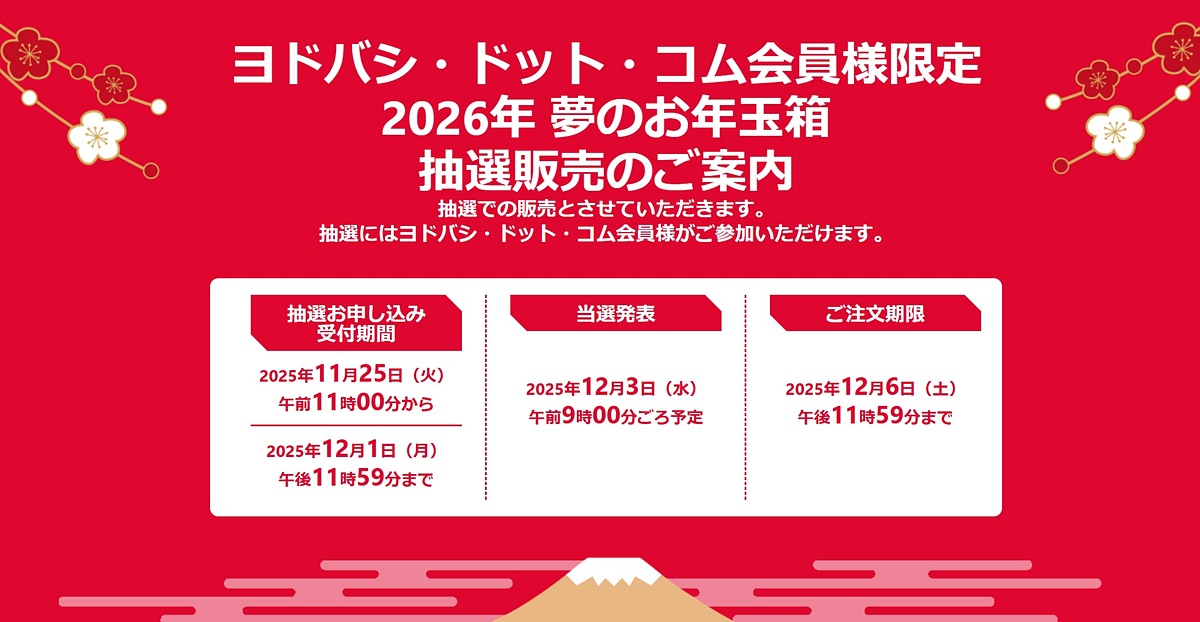 ヨドバシ・ドット・コムにて「2026年 夢のお年玉箱」抽選販売が11月25