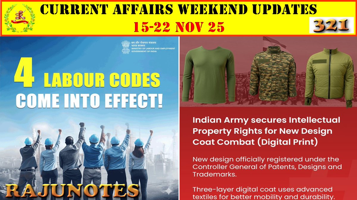 RajuNotes's tweet photo. Current Affairs 15-22 NOV 25 | Raju notes| करंट अफेयर्स। राजू नोट्स | #U... https://t.co/K2ECExIsbI via @YouTube 

weekly current affairs updates for all competitive exams

#tejas #sir #bihar #india #china #pakistan #usa #modi #trump #israel #bangladesh #bhutan #upsc #ssb #nda https://t.co/kNZn45TwWa
