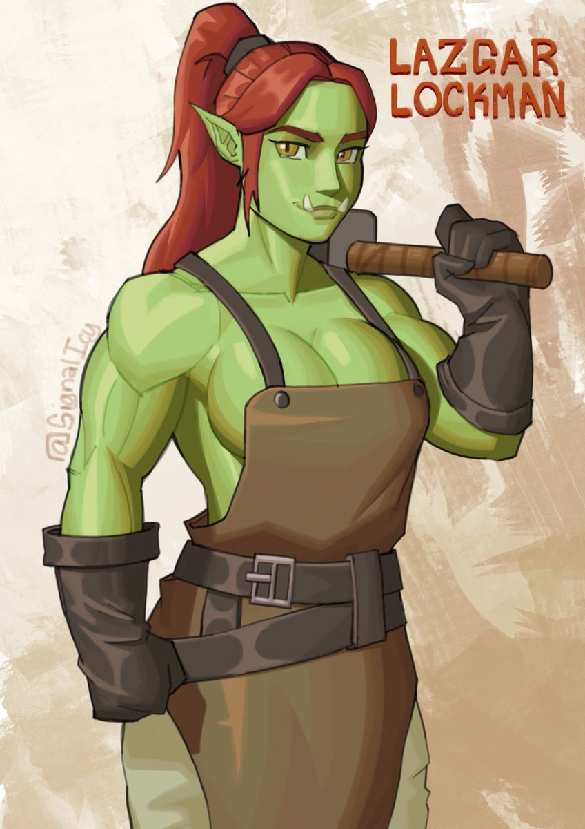 Lazgar Lockman; artificer, blacksmith, goofball tweet media