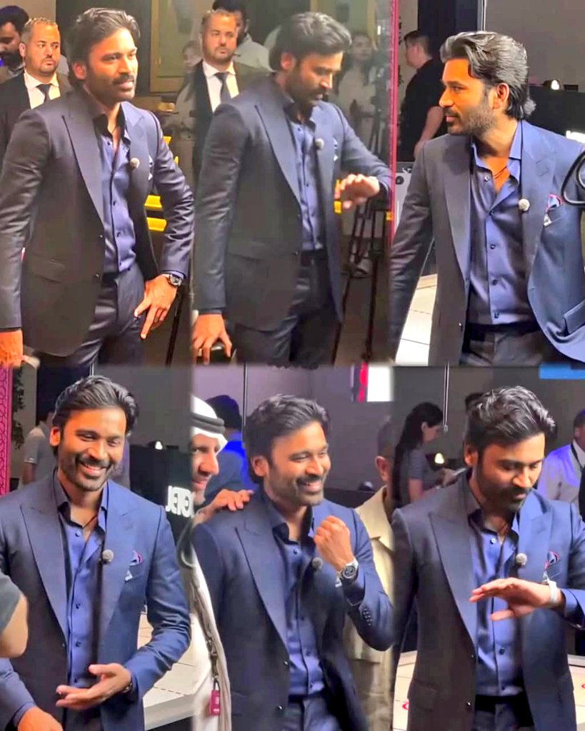He look so softly 😭💙🤍. <a href="/dhanushkraja/">Dhanush</a> sir
#Tereishkmein #D54 #Dubaiwatchweek