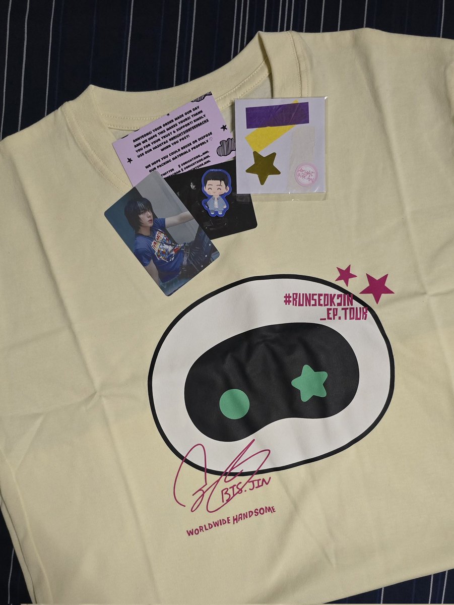 Thanks <a href="/brightside_mnl/">bright side saw jin 🐹🇰🇷</a> for this cute fanmade Wootteo shirt - good quality and love the fit as well!!☺️ Will order again next time!💜 Also, appreciate the Run Jin encore confettis and freebies 🤗🤗

#BrightsideFeedbacks