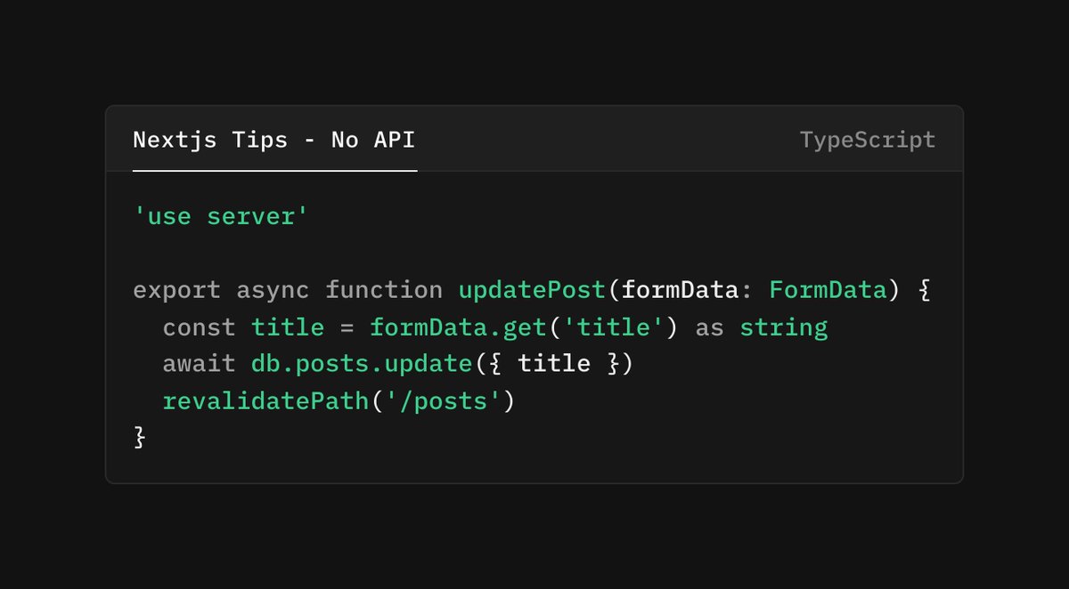 powder_as's tweet image. Good Morning, everyone 🌞

Backend logic in your component. No API route needed.

#nextjs #programmingtip #codingtip #letsconnect