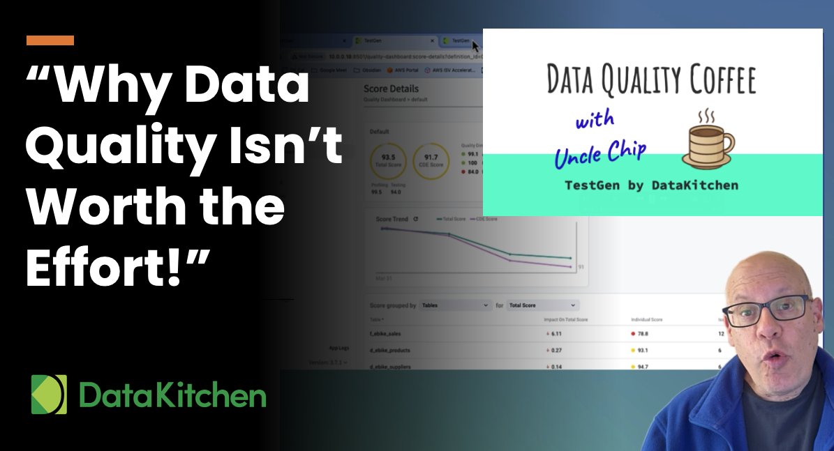 datakitchen_io's tweet image. Why Data Quality Isn’t Worth The Effort: Data Quality Coffee With Uncle Chip
hubs.ly/Q03TwXmS0
#dataquality #dataops #dataobservability