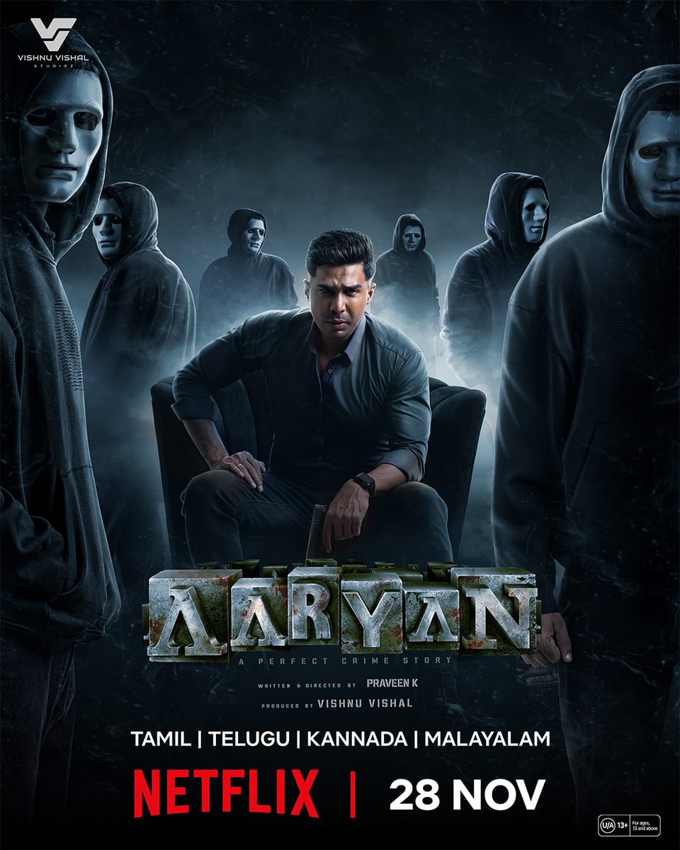 #Aaryan - thrilling your NETFLIX screens from 28th November!

<a href="/TheVishnuVishal/">VISHNU VISHAL - VV</a> <a href="/VVStudioz/">Vishnu Vishal Studioz</a> <a href="/adamworx/">Praveen K</a> <a href="/selvaraghavan/">selvaraghavan</a> <a href="/ShraddhaSrinath/">Shraddha Srinath</a> <a href="/Maanasa_chou/">Cherukuri Maanasa choudhary</a> <a href="/GhibranVaibodha/">Ghibran Vaibodha</a> <a href="/dop_harish/">Harish Kannan</a> <a href="/Sanlokesh/">Sanlokesh Editor</a> <a href="/silvastunt/">silva stunt</a> <a href="/PC_stunts/">PC stunts</a> <a href="/jayachandran46/">S.Jayachandran.ART DIRECTOR</a> <a href="/itshravanthi/">Shravanthi Sainath</a> <a href="/prathool/">prathool.nt</a> <a href="/Netflix_INSouth/">Netflix India South</a> <a href="/SreshthMovies/">Sreshth Movies</a>