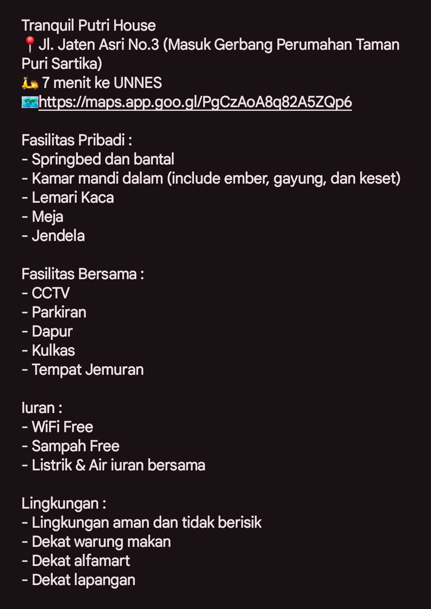 urcutiepiie's tweet image. oper kos cewe km dalam || unnes
📌 desember - juni
💸 4jt

#zonauang #kos #kosunnes #unnes