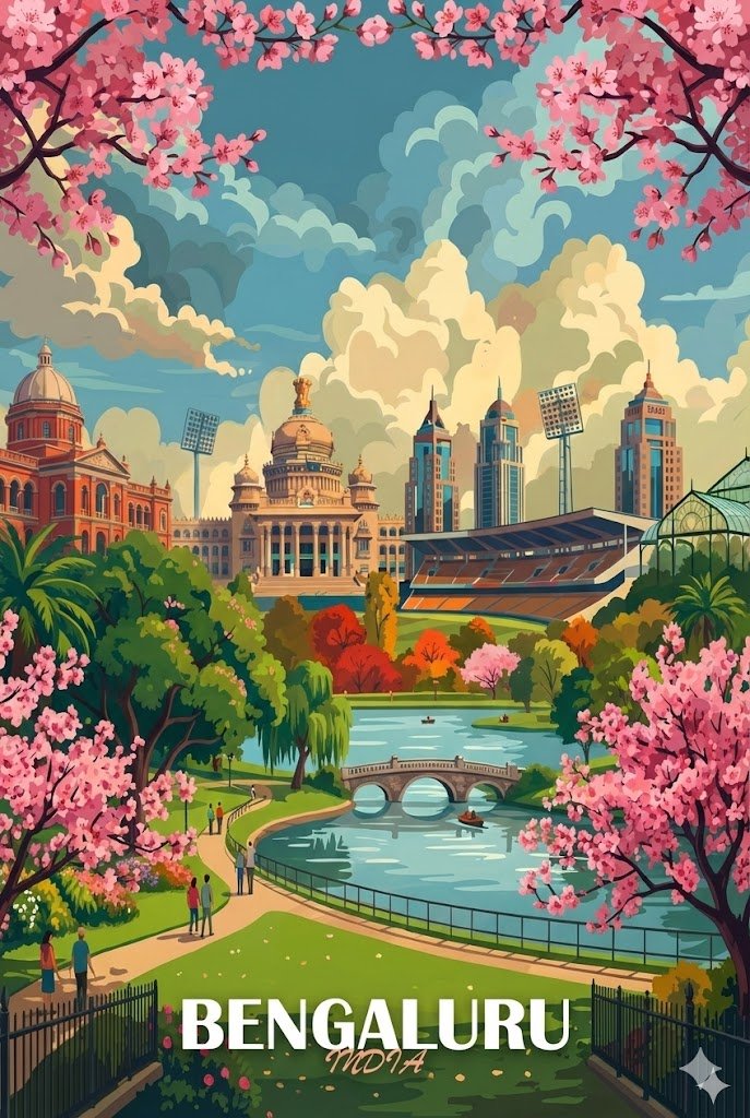 DevanshuRastogi's tweet photo. I was missing Bengaluru a little extra today. So:
1) I gave gemini the pictures of all the spots I generally ran around and asked it to make a postcard for namma uru.
2) I gave it pictures of what my balcony used to look like and asked it to generate a Van Gogh style image of it https://t.co/sNEOO8CHWl