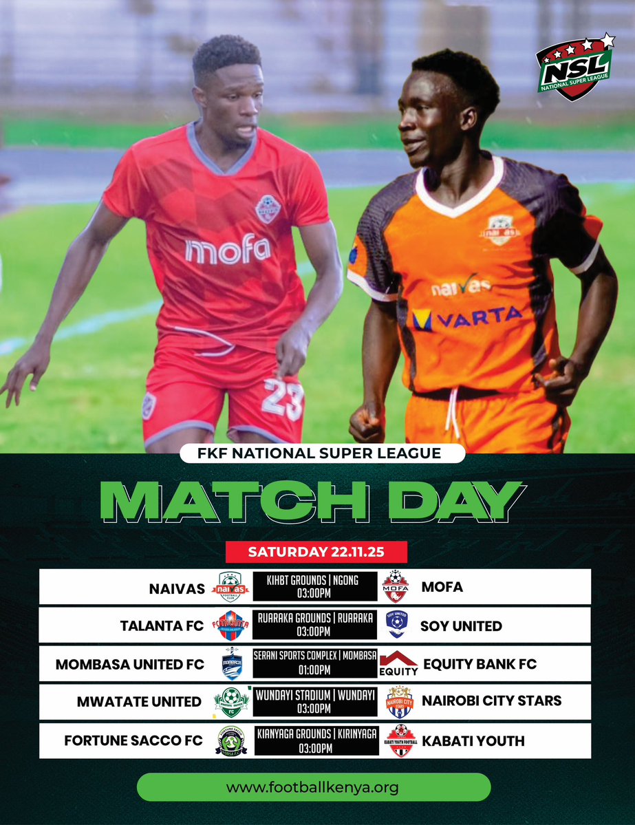 FKF_NSL's tweet image. Siku ya mechi! Leta mtu yako out kwa viwanja! Mechi za #FKFNSL ndizo “mechi” tamu zaidi duniani!