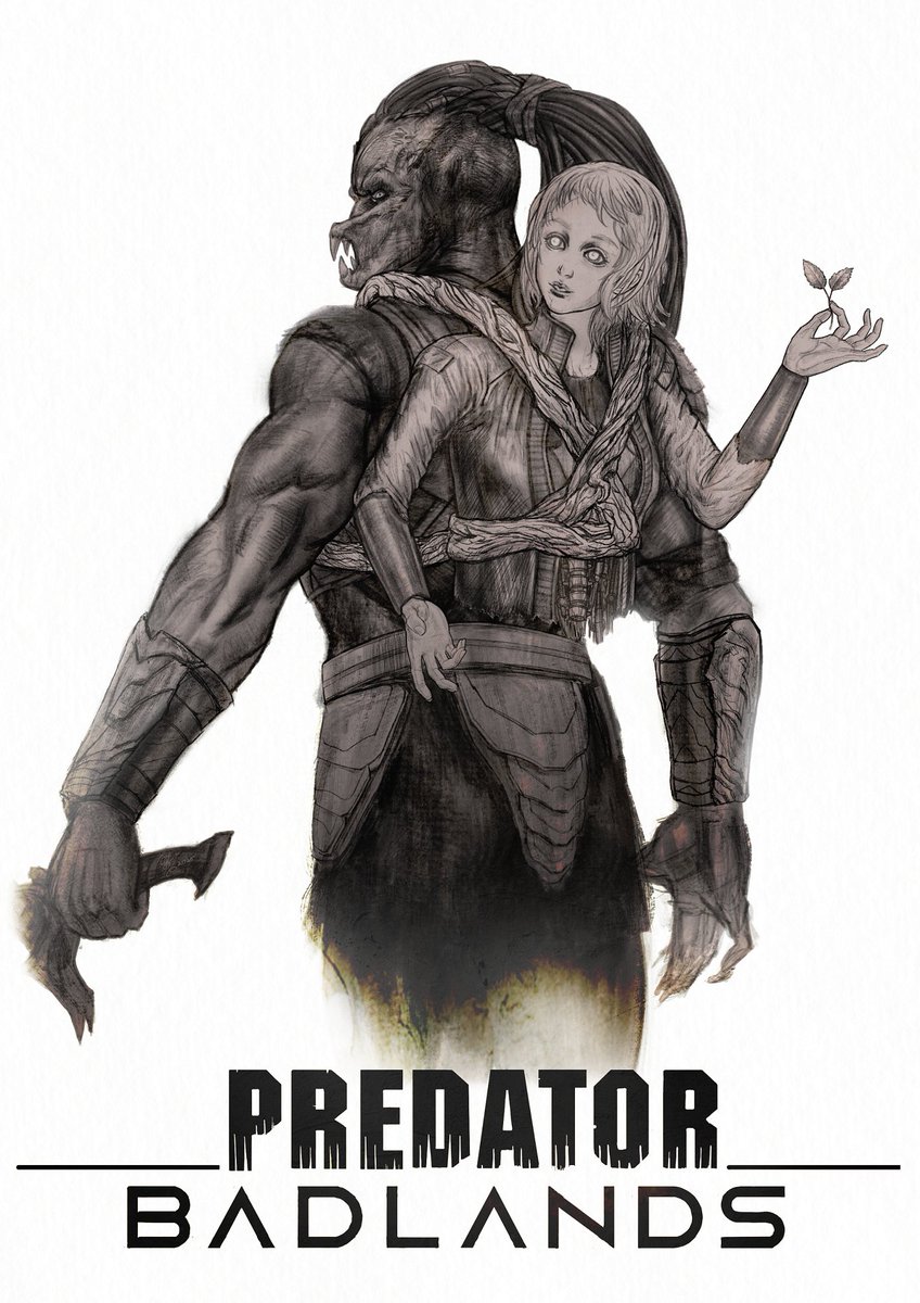 SanctumFerrum's tweet image. Just a small #PredatorBadlands sketch. I love that film! I’ve dreamed the Predator could be the main character, since I was eight🖤 
#Predator #Dek #Thia #yautja #drawing #sketch