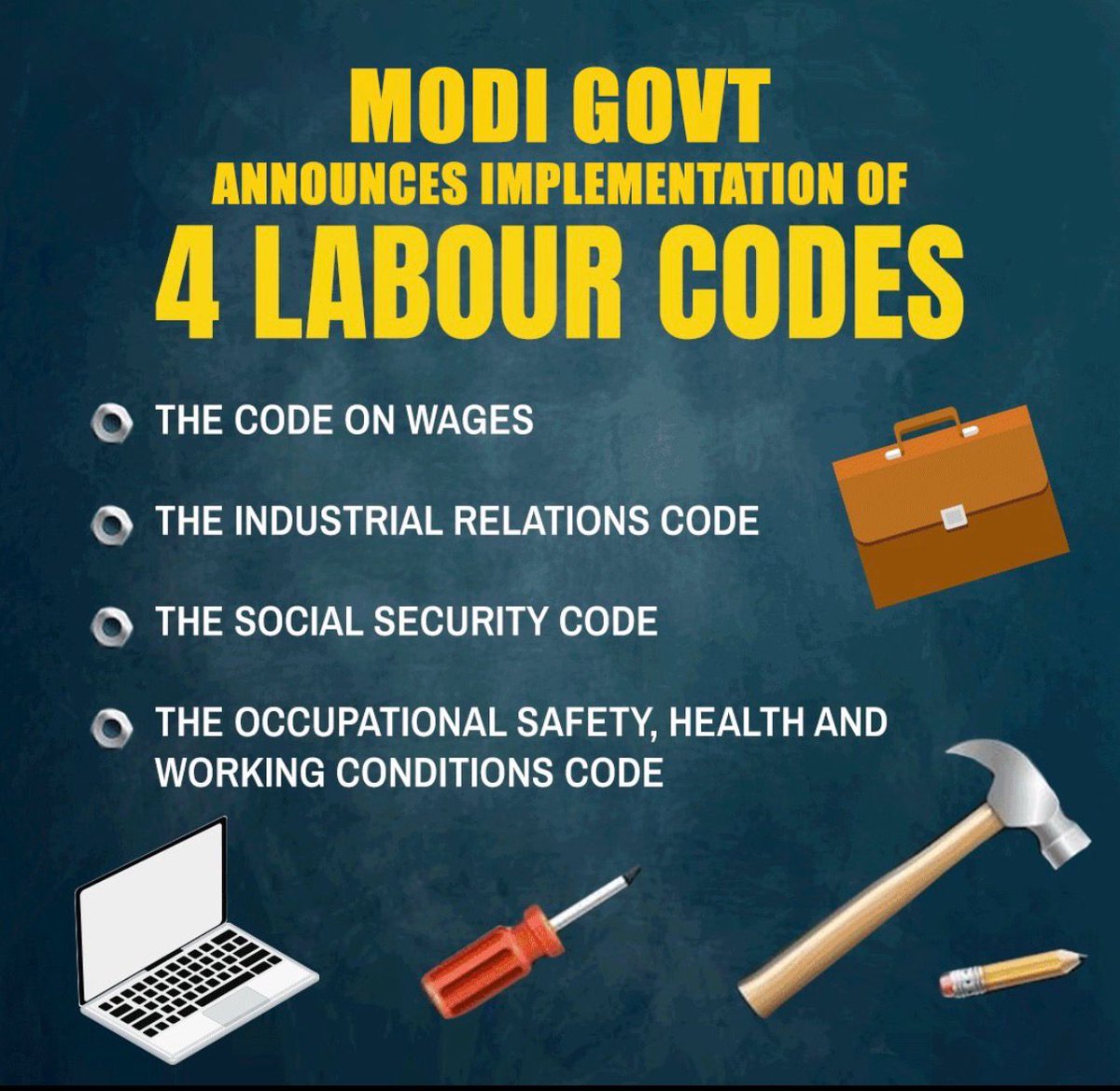 SVishnuReddy's tweet image. The #modigovernment ushers in a new era of respect and protection for India’s workforce!

With the Labour Codes now implemented, workers gain stronger rights; assured wages, formal appointments, equal pay for women, wider social security, gratuity for short-term employees, annual…