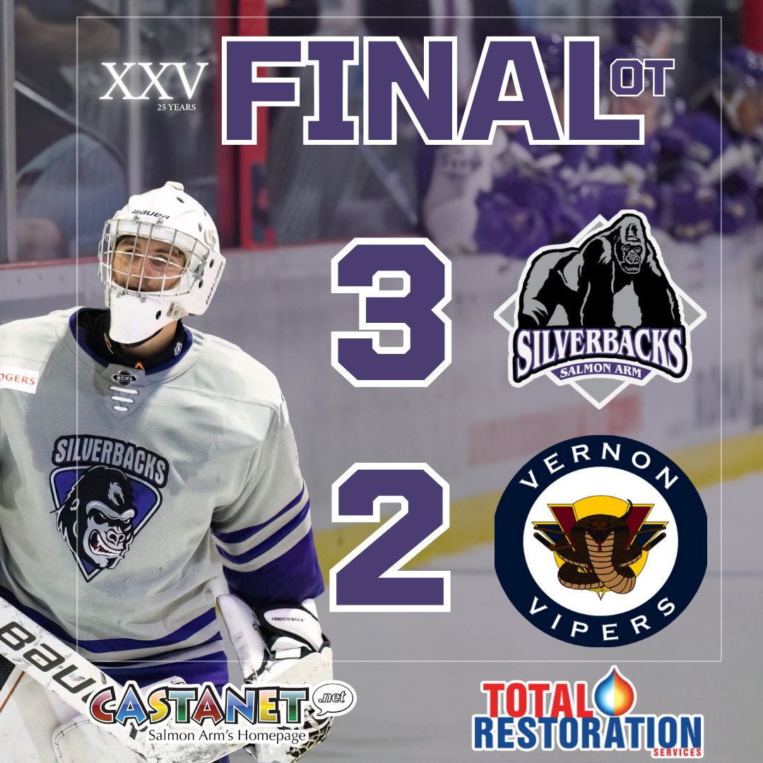 SASilverbacks's tweet image. SILVERBACKS WIN! 🦍

A 3-2 overtime win over the Vernon Vipers to start the weekend!

Goals were scored by Anthony Cardilli and two from Mateu Späth, including the OT winner!