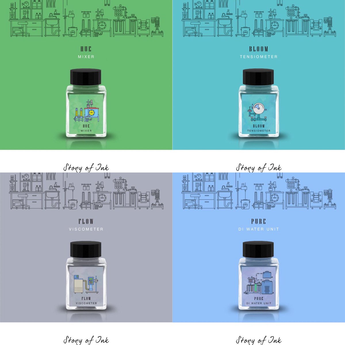 Tono&Lims 新色 Story of ink 全てSeparatingで紙に落とした時の変化や