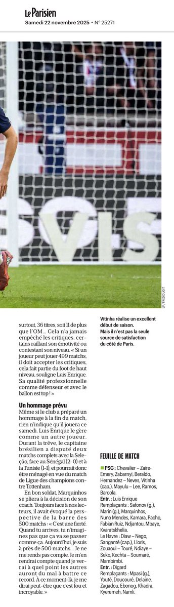 rdppsg's tweet image. 🔴🔵📰 Revue de presse #PSG du parisien, samedi 22 novembre #PSGHAC