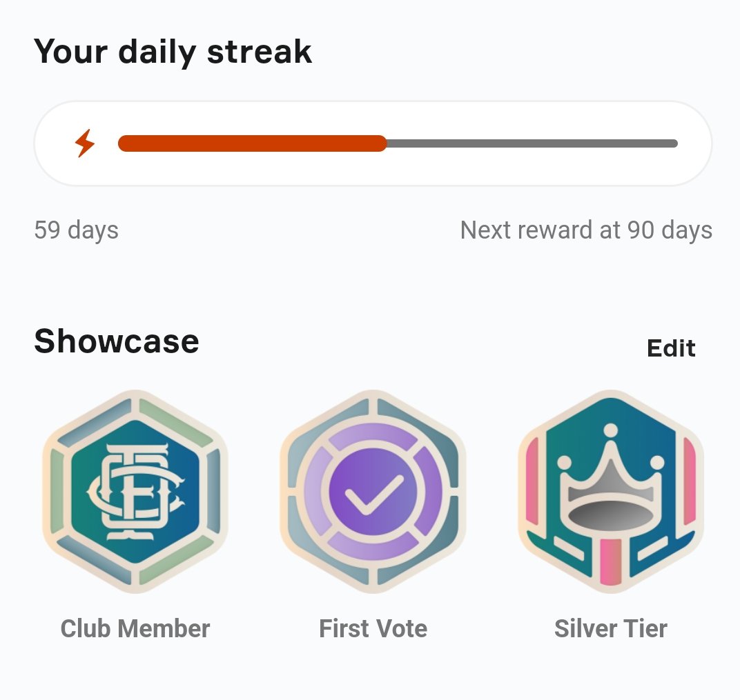 Tony_0xy's tweet image. I’m about to hit a 60-day check-in streak on the OneFootball app, and it feels amazing. This journey shows consistency and passion for football. How about you all — have you achieved any impressive check-in streaks yet?
 @dnns_eth @_viN040 @chokmahxbt #OFC #OneFootball