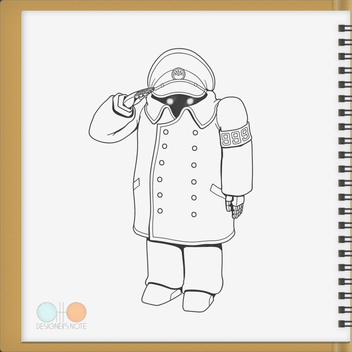 📒デザイナーズノート
コスモタイガーⅡプラス 9
銀河鉄道999の車掌さんに変装。
敬礼