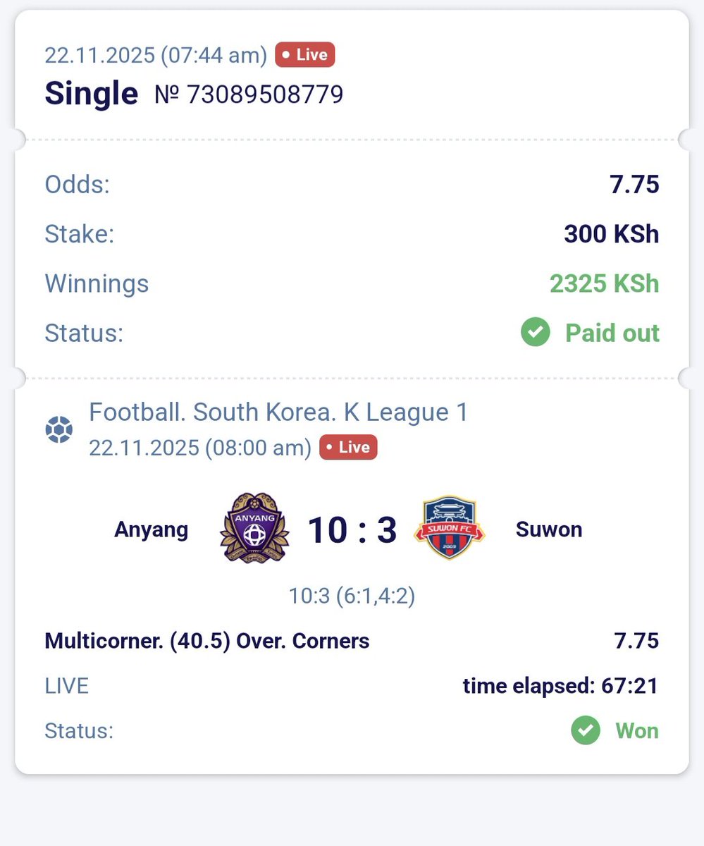 MaxonAiro's tweet photo. KABOOM!!! Multi corner ndani ✅✅✅✅✅✅
Congratulations 👏
I just need to get 3 games on this market and we have 500+ odds! 🤲 https://t.co/drigo15x5K