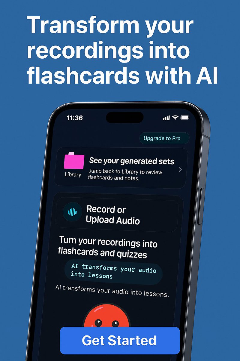 Escape_protocol's tweet image. 📣 Introducing Record &amp;amp; Learn — now available on iOS &amp;amp; macOS

Record &amp;amp; Learn transforms your audio, video, and screen recordings into flashcards, quizzes, structured notes, and personalized learning kits in seconds.
Designed for students, professionals, and creators who want a…