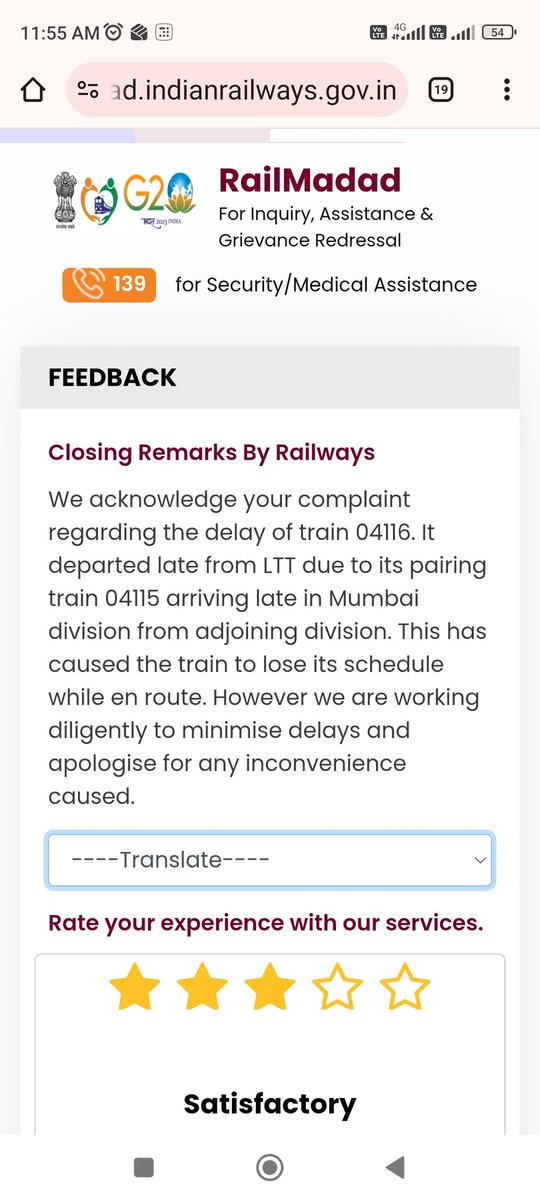 CAVikas17's tweet photo. @RailwaySeva The complaint has been closed within  a second, with a scripted reply. Against no action, no responsibility and no compensation and only just saying sorry. The word which is given to us by Britishers and we are still carrying it. https://t.co/yfeBt8pKtc