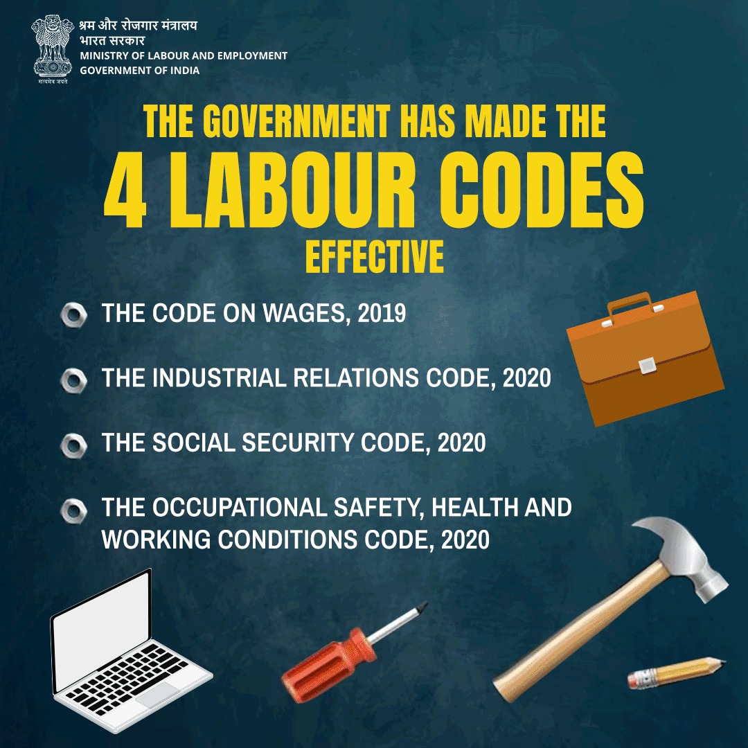 PIBWCD's tweet image. The Labour Codes usher in a worker-centric era, with universal social security, safer workplaces, health coverage and dignity for every worker, across every sector. A landmark step towards a future where labour welfare is non-negotiable. 

#ShramevJayate