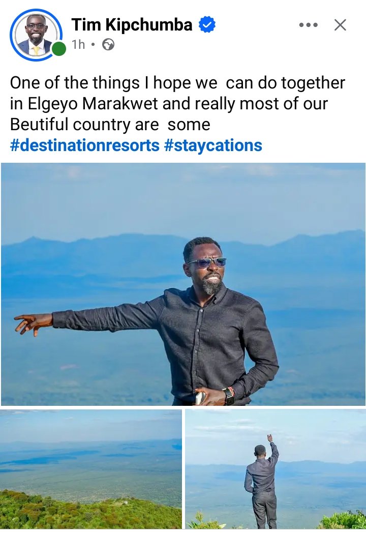 AmosLobela's tweet photo. Absolutely! Elgeyo Marakwet—and Kenya at large—has incredible potential for #DestinationResorts and #Staycations. Let’s unlock it together.” https://t.co/iEkvMIaoVl
