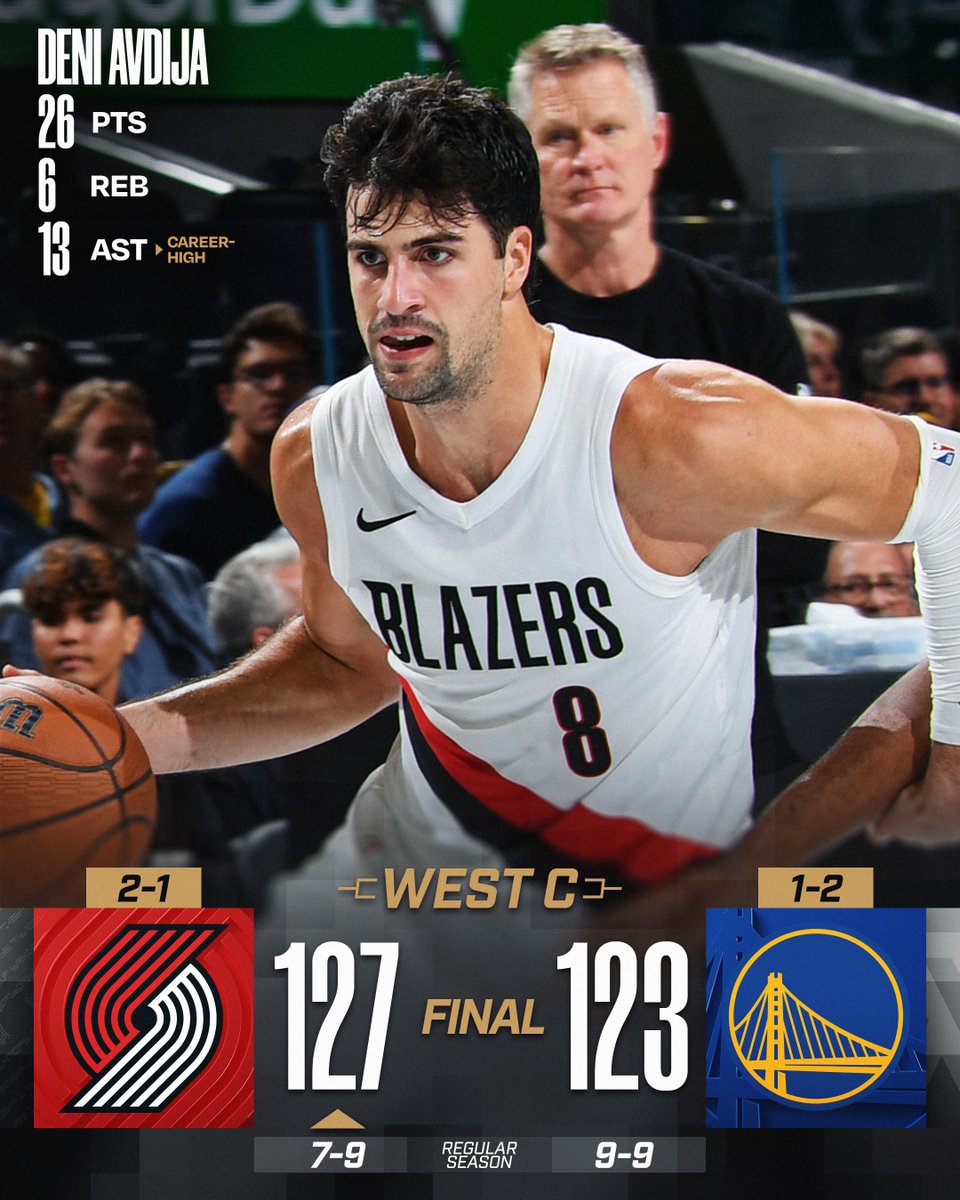 🏀 FRIDAY'S FINAL SCORES 🏀

Deni Avdija records a career high in AST to lead the @trailblazers to the win in West Group C!

Caleb Love: 26 PTS, 7 REB, 5 AST, 6 3PM
Donovan Clingan: 22 PTS, 10 REB, 2 STL
Toumani Camara: 20 PTS, 7 REB, 4 3PM
Stephen Curry: 38 PTS, 9 3PM  
