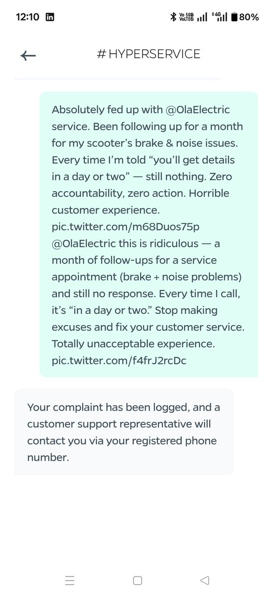 singh_1218's tweet image. #OlaElectric #OLAElec #consumerHelp #ConsumerRights #consumerProtection I would like to request the consumer help team take a look. I am OLA S1 pro user and requested for service but no appointment after 2 months. Now I&apos;m not able to ride scooty due to auto switch off on the way.