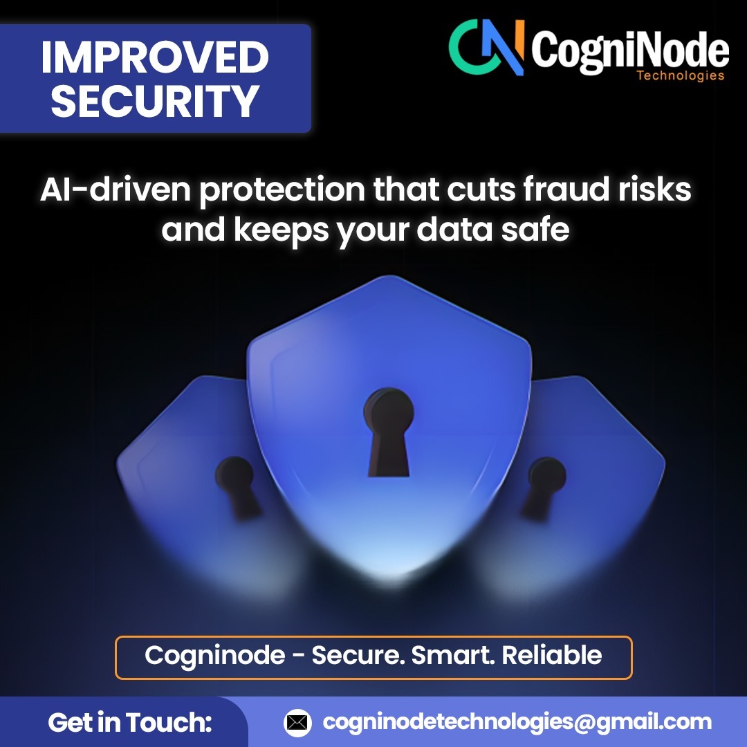 cogninodetechno's tweet image. Elevate your security with AI-driven protection that lowers fraud risks and keeps your data safe.
Cogninode — Secure. Smart. Reliable.
#Cogninode #ImprovedSecurity #CyberSecurity #AIProtection #DataSafety #FraudPrevention #TechSolutions #DigitalSecurity #SmartTechnology