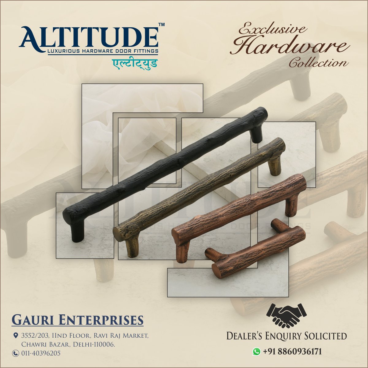 ihsndigital's tweet image. "ALTITUDE" Premium Door Handle.

For Enquiry Via WhatsApp Click: rebrand.ly/GauriEnt

GAURI ENTERPRISES
Mr. Sandeep Maheshwari  +91 7678574145 ,+91 7827434759

Web : gaurienterprisesdelhi.com
.
.
.
#AltitudeHardware #GauriEnterprises #LuxuryHardware #DoorHandles #ihsndigital