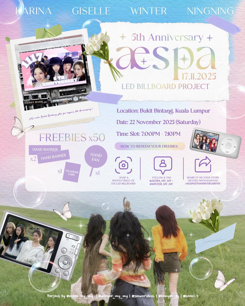aespaMY's tweet image. HI MYMYs! 

Harini ada LED billboard project by @aespa_my_my dan @WinterMY010101!

MYMYs yang berkesempatan atau ada di Bukit Bintang, jom ambil gambar sama- sama! (ada freebies sekali)

💜 aespa 5th Anniversary LED!
📍 Bukit Bintang, KL 
🗓️ 22 Nov | ⏰ 7–7:10PM

Info lanjut 👇🏼